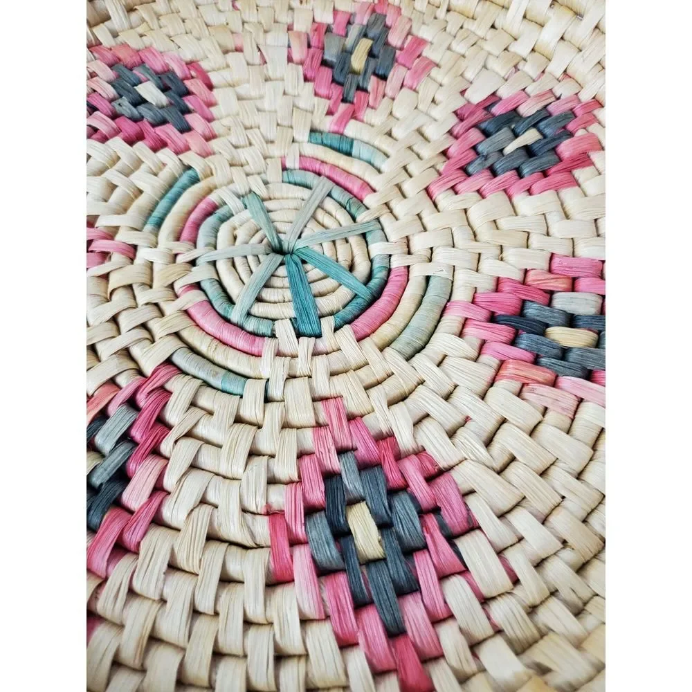 Native American Weaved Straw Plant Holder‎ Basket Decorative Round